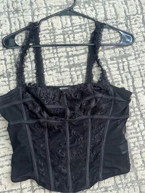 PrettyLittleThing Black Lace Corset Camisole